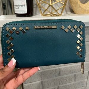 Rebecca Minkoff Blue Wallet with Gold Details